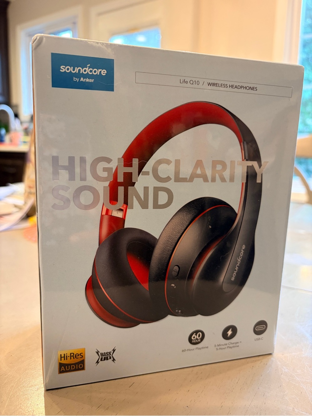 Anker Soundcore Life Q10 Wireless Over-Ear Headphones - Black & Red